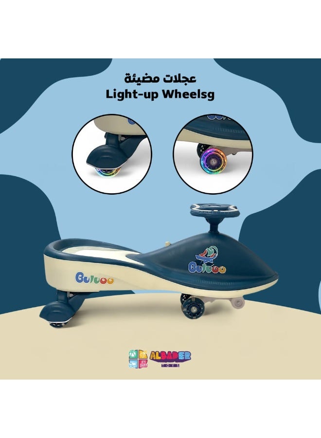 البدر سيارات ماجيك سوينغ للاطفال من البدر، سيارة ركوب تويستر ماجيك للاطفال مع عجلات LED، سيارة دفع للاطفال مع مقعد مضيء، سيارة ركوب سحرية تويستر اقوى وانعم للاطفال مع موسيقى، ازرق غامق، من البدر - Image 2